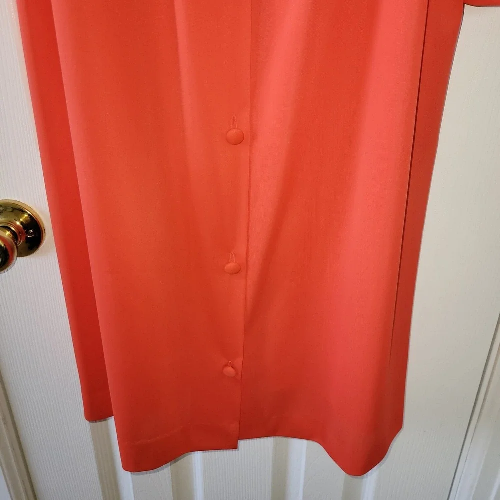 Nylon Robe Satin Trim‎ M Orange 3/4 Sleeve Gossard Artemis Button Front Vintage